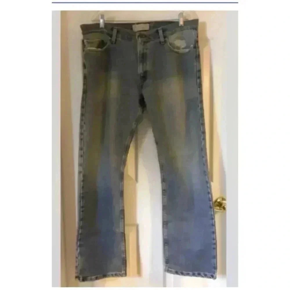 Men LEVI STRAUSS SIGNATURE Blue Slim Straight Distressed Denim Jeans Sz 36 X 32